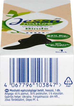 Waschbare Binde schwarz Lang nature, 1 St Jessa