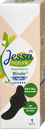 Waschbare Binde schwarz Nacht nature, 1 St Jessa