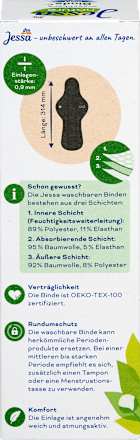 Waschbare Binde schwarz Nacht nature, 1 St Jessa