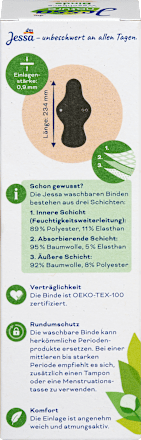 Waschbare Binde schwarz Normal, 1 St