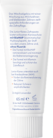 Zahnpasta Kinder Junior, ab 6 Jahren fluoridfrei, 65 ml