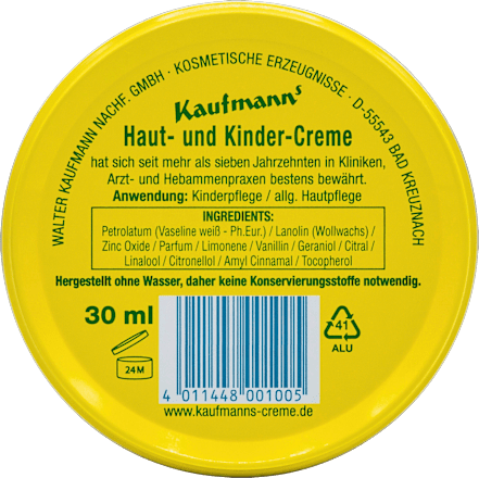 Baby & Kinder Pflegecreme, Reisegröße, 30 ml