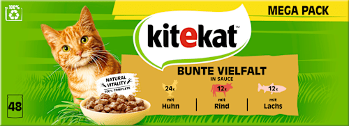 Nat kattenvoer kleurrijke variatie in saus, mega verpakking (48 x 85 g), 4,08 kg