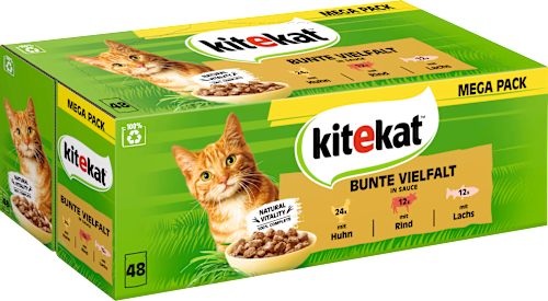 Nat kattenvoer kleurrijke variatie in saus, mega verpakking (48 x 85 g), 4,08 kg