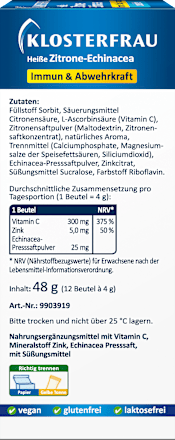 Hot Lemon Echinacea suikervrije zakjes 12 stuks, 48 ​​g