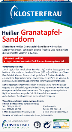 Heißer Granatapfel-Sanddorn Heißgetränk Beutel 10 St., 150 g