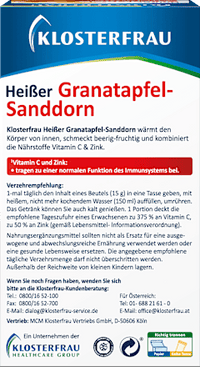 Heißer Granatapfel-Sanddorn Heißgetränk Beutel 10 St., 150 g