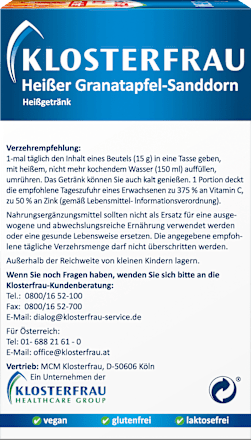 Warme Granaatappel-Duindoorn Warme Drank Zakjes 10 stuks, 150 g