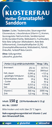 Heißer Granatapfel-Sanddorn Heißgetränk Beutel 10 St., 150 g