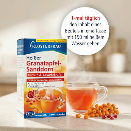 Heißer Granatapfel-Sanddorn Heißgetränk Beutel 10 St., 150 g