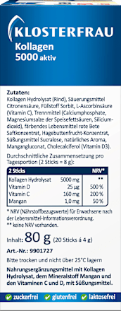 Klosterfrau Collageen 5000 actieve sticks 20 stuks, 80 g