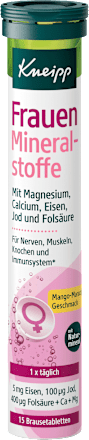 Minerale bruistabletten voor vrouwen met ijzer, jodium en foliumzuur 15 stuks, 102 g