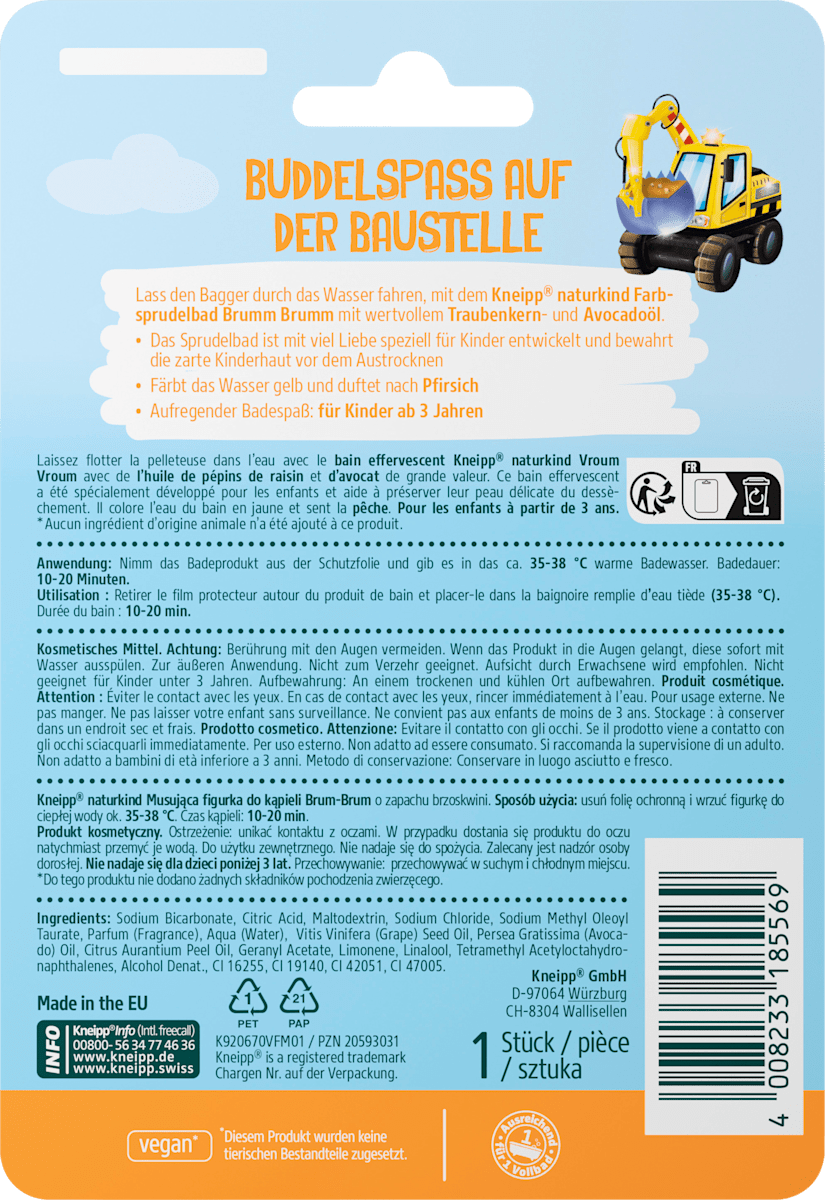 Kneipp Naturkind Kinder Badezusatz Farbsprudelbad Brumm Brumm, 1 St