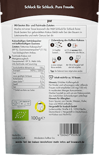 Drankpoeder, puur met cacao &amp; guarana, 100 g