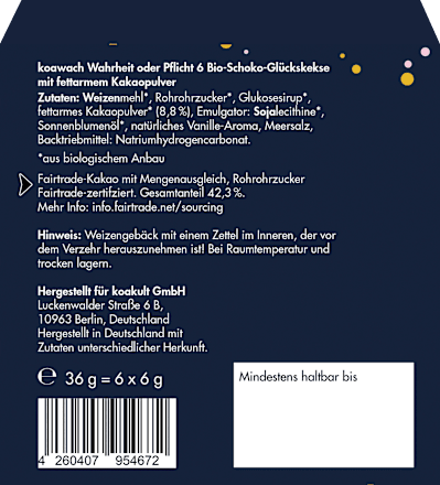 Schoko Kekse, Wahrheit oder Pflicht, 36 g koawach