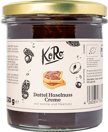 Brotaufstrich, Dattel-Haselnuss-Creme, 330 g KoRo