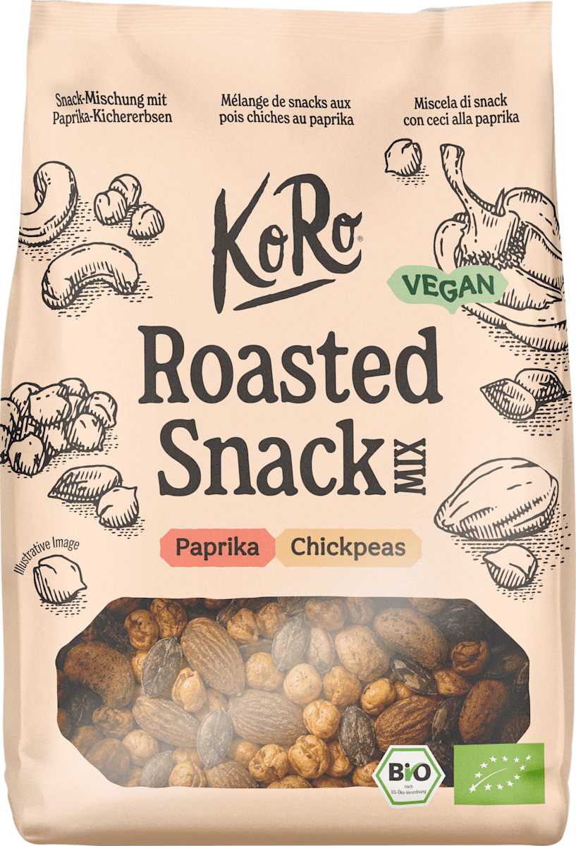 KoRo Nussmischung, Roasted Snack Mix mit Paprika-Kichererbsen, 160 g