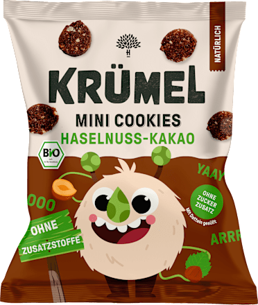 KRÜMEL Kindersnack Mini Monster Cookies Haselnuss Kakao, ab 3 Jahren, 50 g