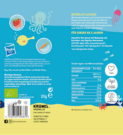 Kindersnack Peppa Pig Knusper-Sterne Paprika ab 3 Jahren, 20 g