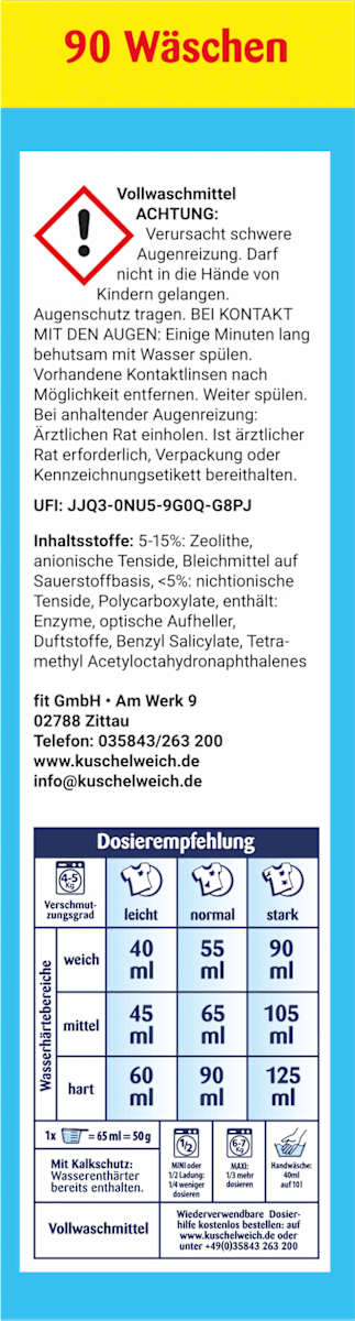 Kuschelweich Vollwaschmittel Pulver Sommerwind, 90 Wl