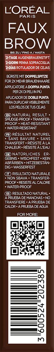 Wenkbrauwpotlood Infaillible Faux Brow Donkerbruin, 1 ml