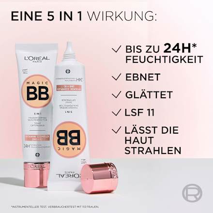 BB Cream 5in1, 24h feuchtigkeitsspendend, Hell, LSF 11, 30 ml