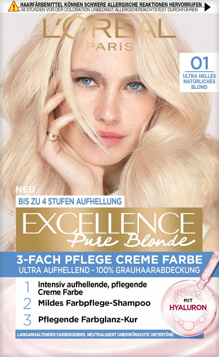 L'ORÉAL PARiS EXCELLENCE Creme Haarfarbe Excellence Pure Blond 01 ultra helles natürliches Blond, 1 St