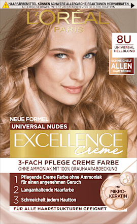 Haarfarbe Nude 8U Hellblond, 1 St L'ORÉAL PARiS EXCELLENCE Creme