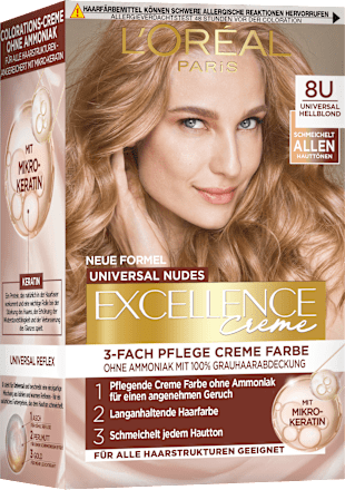 Haarfarbe Nude 8U Hellblond, 1 St L'ORÉAL PARiS EXCELLENCE Creme
