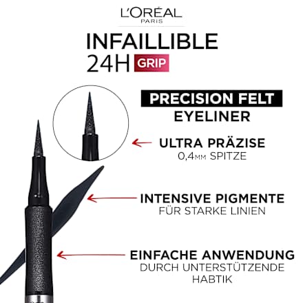 Eyeliner Precision Felt 01 Black, 1 St L'ORÉAL PARiS