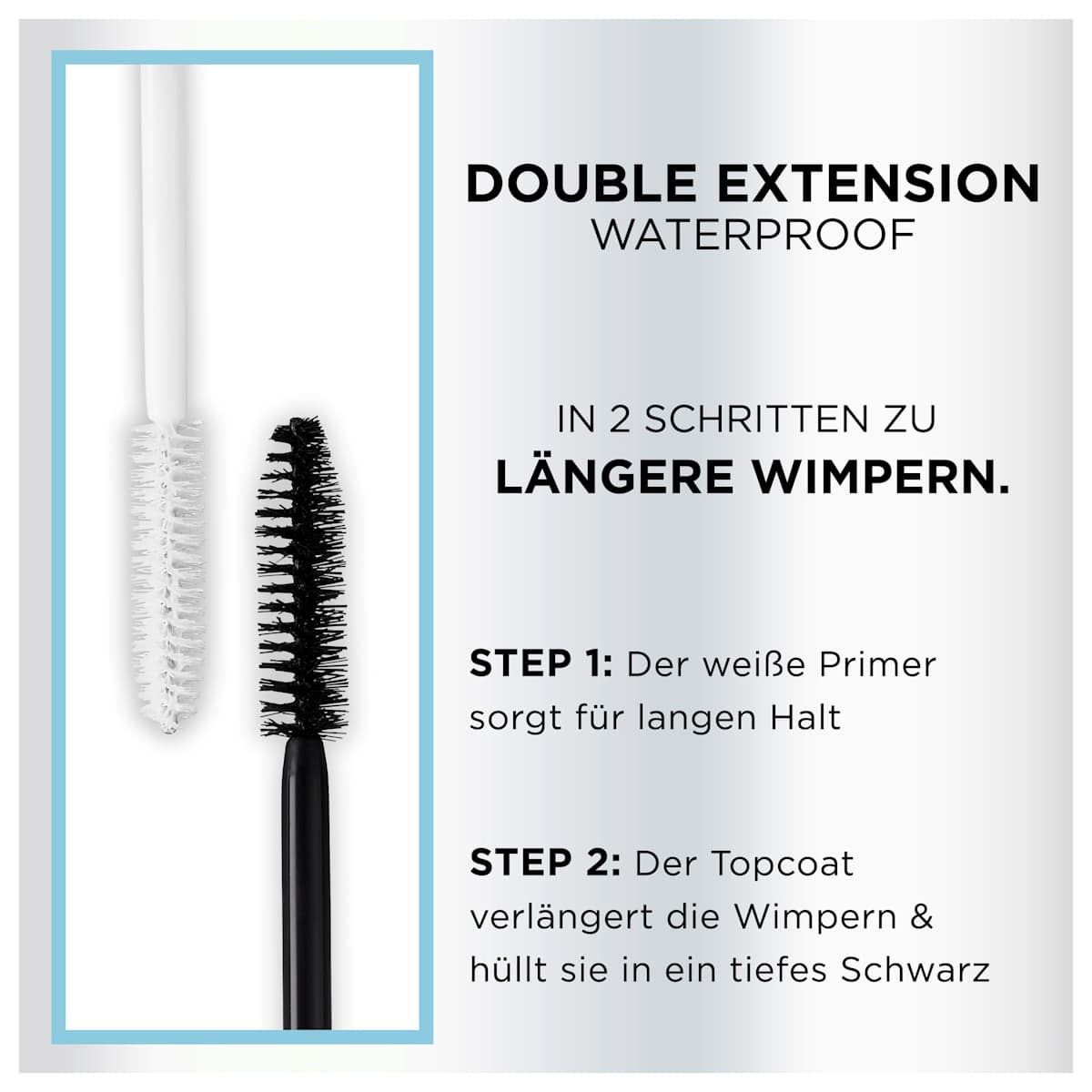Mascara Double Extension Waterproof Zwart, 12 ml
