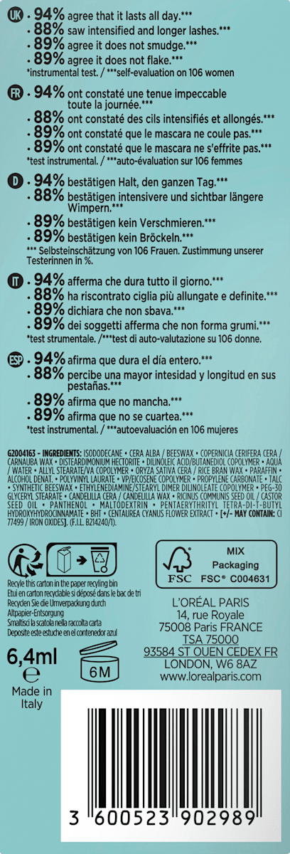 Mascara Lash Paradise Waterproof Zwart, 6,4 ml