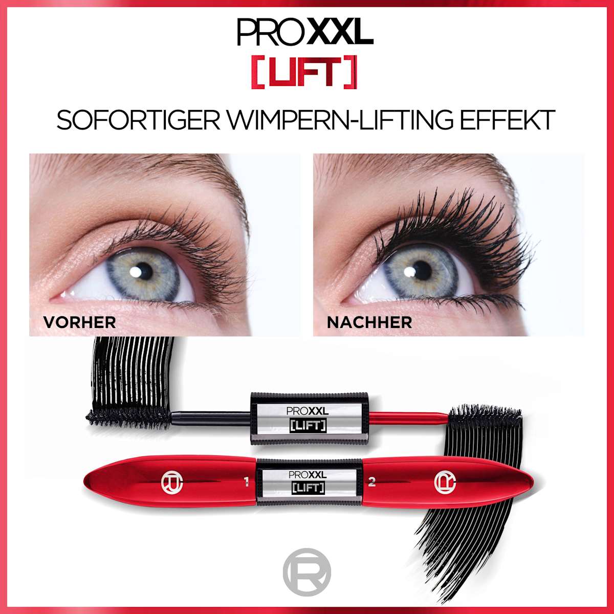 Mascara PRO XXL Volume + Lift Zwart, 12 ml