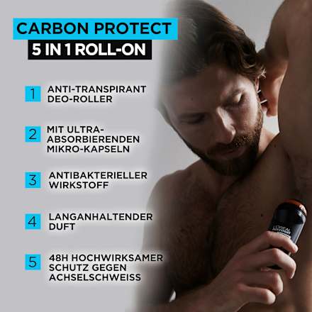 Antitranspirant deodorant roll-on Carbon Protect 5in1, 50 ml