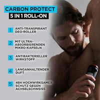 Antitranspirant deodorant roll-on Carbon Protect 5in1, 50 ml