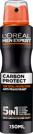 Déodorant antiperspirant en spray Carbon Protect 5 en 1, 150 ml