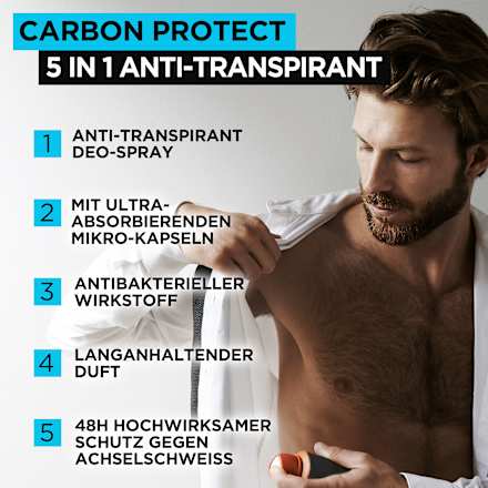 Antitranspirant Deospray Carbon Protect 5in1, 150 ml