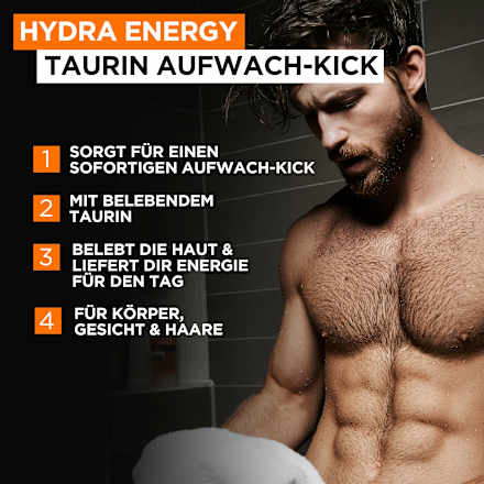 Hydra Energy douchegel met taurine, wake-up boost, 250 ml