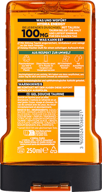 Hydra Energy douchegel met taurine, wake-up boost, 250 ml