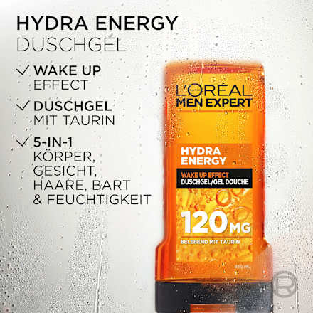 Duschgel Hydra Energy mit Taurin, Aufwach-Kick, 250 ml