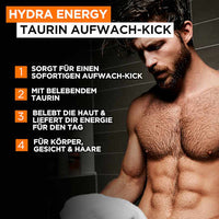 Hydra Energy Douchegel met Taurine, Wake-Up Kick, 1.000 ml