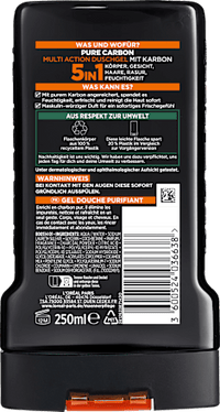 Pure Carbon Douchegel met Carbon, Multi Action 5-in-1, 250 ml