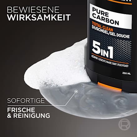 Duschgel Pure Carbon mit Karbon, Multi Action 5in1, 250 ml