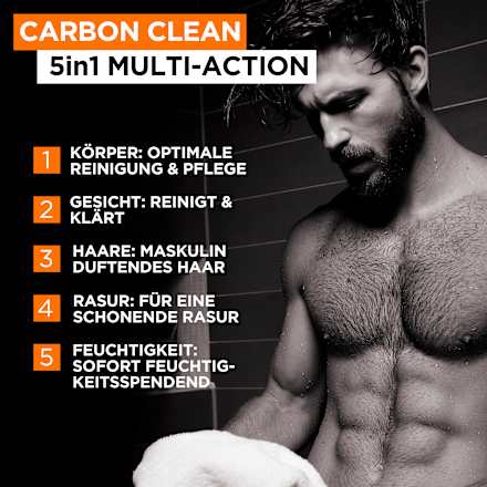 Duschgel Pure Carbon mit Karbon, Multi Action 5in1, 1.000 ml