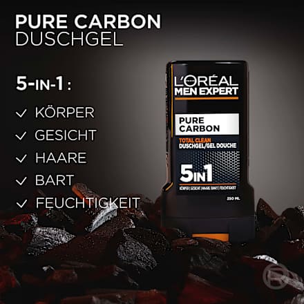 Duschgel Pure Carbon mit Karbon, Multi Action 5in1, 250 ml