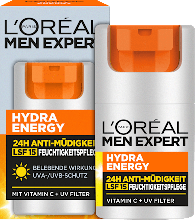 Hydra Energy Facial Cream, vochtinbrengende crème met vitamine C, 24 uur anti-vermoeidheid SPF 15, 50 ml