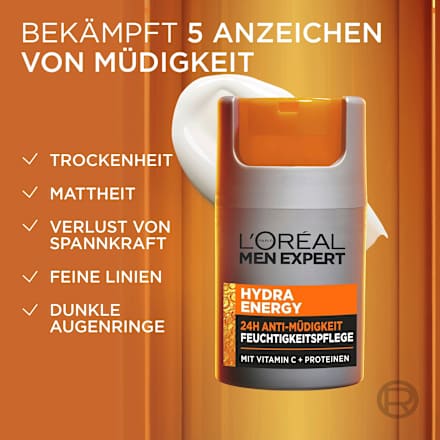 Gesichtscreme Hydra Energy, Feuchtigkeitspflege mit Vitamin C, 24h Anti-Müdigkeit, 50 ml