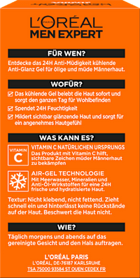 Hydra Energy Gezichtsgel, Verkoelend &amp; Anti-Glans, 24 uur Anti-Vermoeidheid, 50 ml