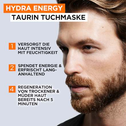 Hydra Energy sheetmasker met taurine, 30 g