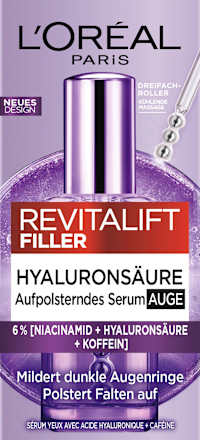 Augenserum Revitalift Filler Hyaluron + Koffein, 20 ml L'ORÉAL PARiS REVITALIFT